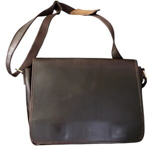 Rustic Town Ranger Buffalo Leather Messenger Laptop Bag Men Brown NWOT